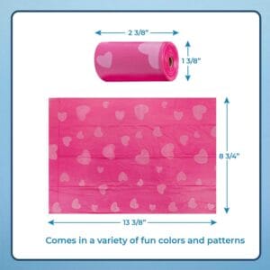 Measuring the size of Best Pet Supplies pink leak-proof best dog poop bags for ideal waste disposal fit