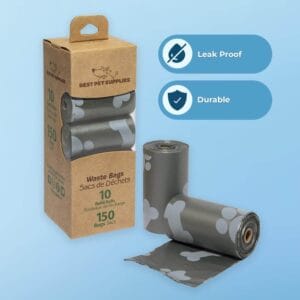 150 rolls of Best Pet Supplies gray leak-proof dog poop bags in compact, easy-to-store packaging