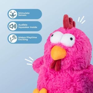 Best Pet Supplies Mrs. Cluck Pink Squeaky Plush Dog Toy for Small & Medium Breeds