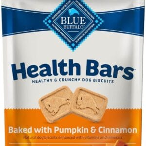 Health Bars Blue Buffalo Crunchy Dog Biscuits with Pumpkin & Cinnamon, 16 oz pack.