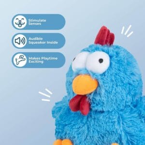 Best Pet Supplies Mrs. Cluck Blue Squeaky Plush Chew Toy for Small & Medium Dogs