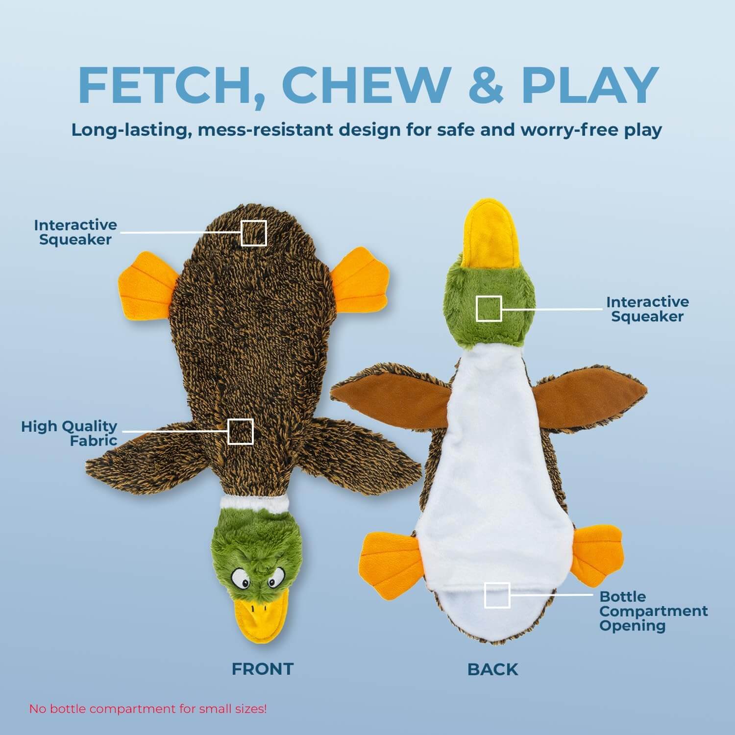 Stuffless Squeaky Dog Chew Toy – Durable Plush Wild Duck Toy