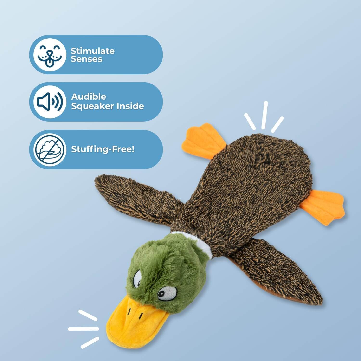 Interactive Stuffless Squeaky Chew Toy – Wild Duck for Dogs