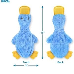Blue Duck Squeaky Chew Toy for Dogs – Engaging Crinkle Toy for Active Play