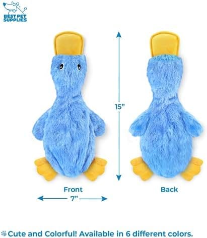 Blue Duck Squeaky Chew Toy for Dogs – Engaging Crinkle Toy for Active Play
